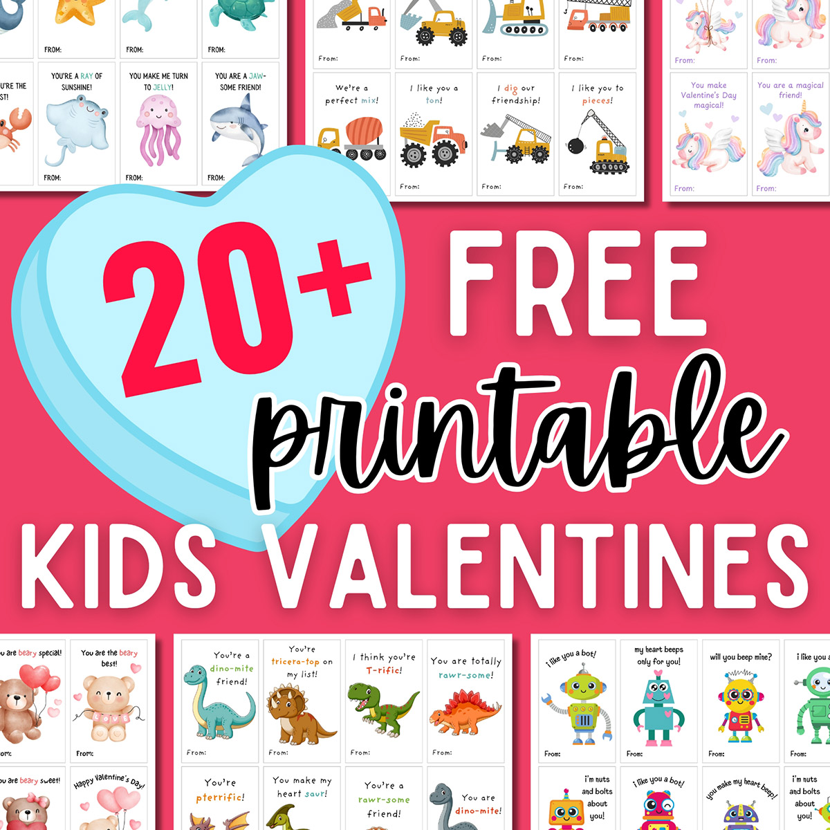 20+ Free Printable Valentine’s Day Cards for Kids