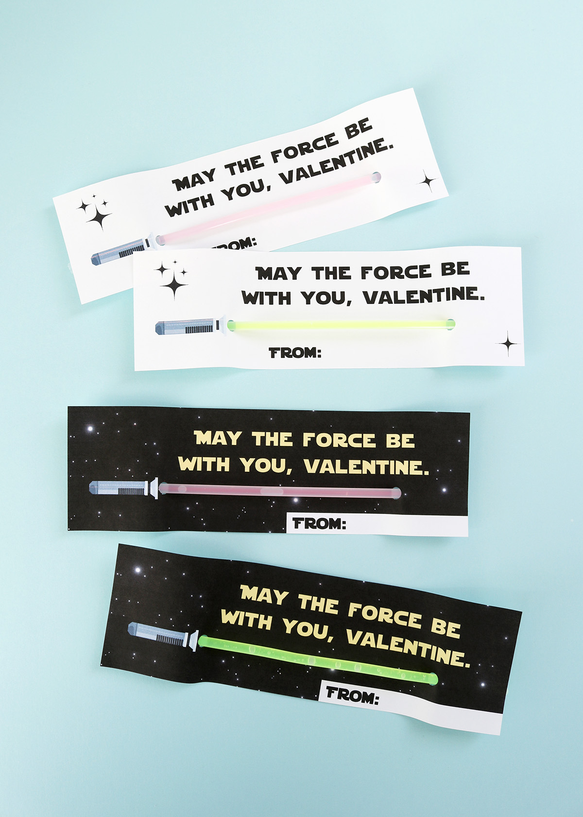 free printable lightsaber star wars valentines for kids using glow sticks