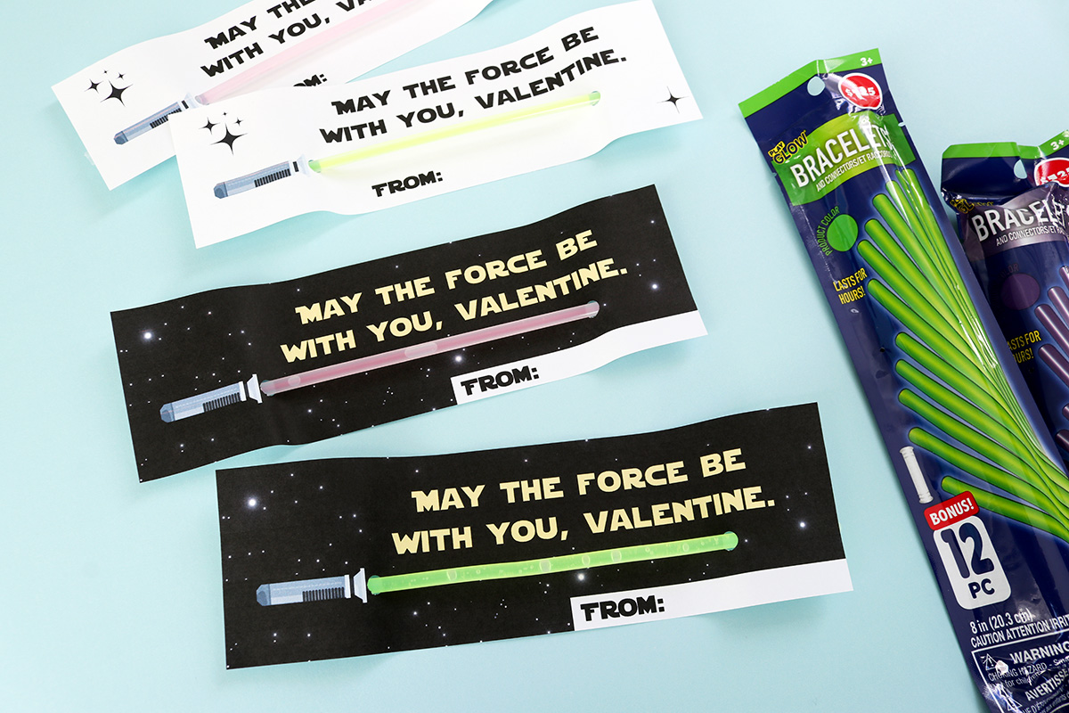 free printable star wars glow stick lightsaber valentines