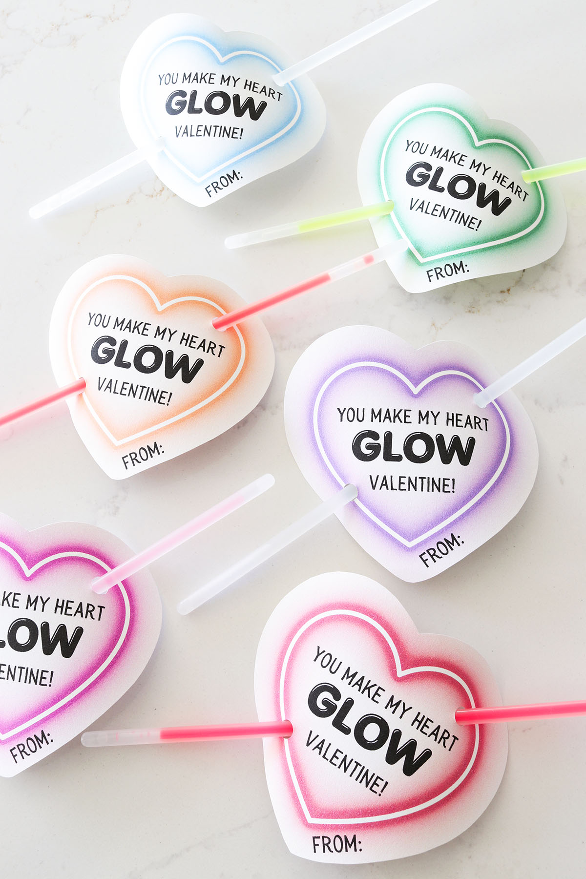 diy glow stick valentines printables