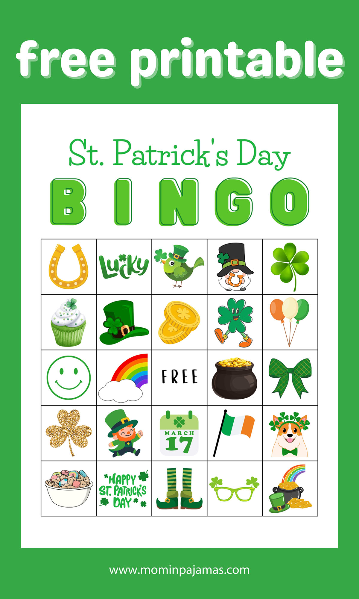 Free St. Patrick's Day bingo printable