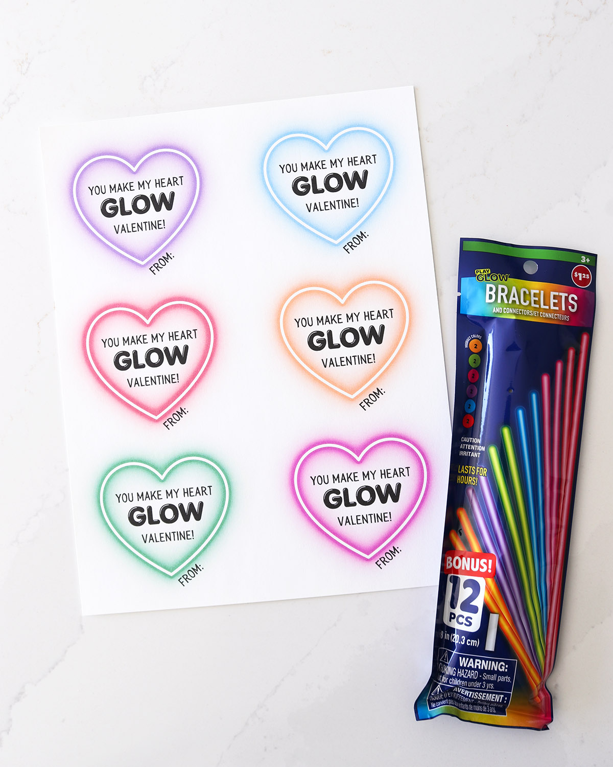 free printable glow stick bracelet valentines