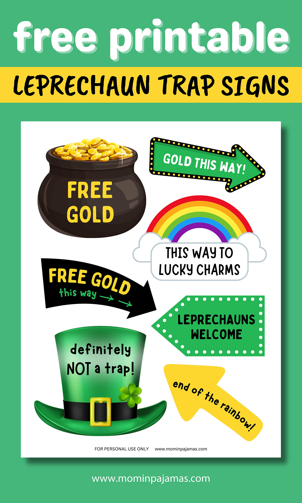 free printable leprechaun trap signs