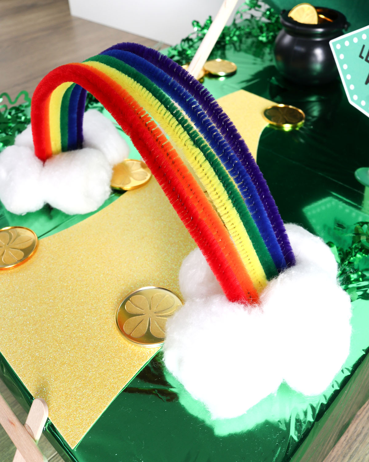 diy pipe cleaner rainbow for a leprechaun trap