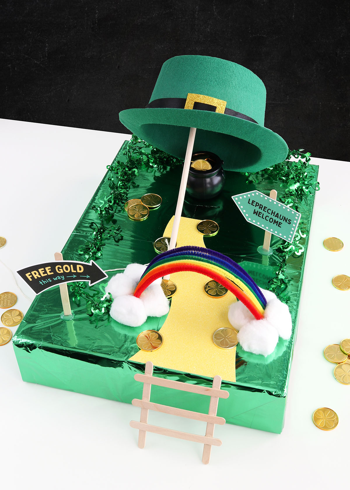 fun leprechaun trap tutorial from cardboard box and dollar tree supplies