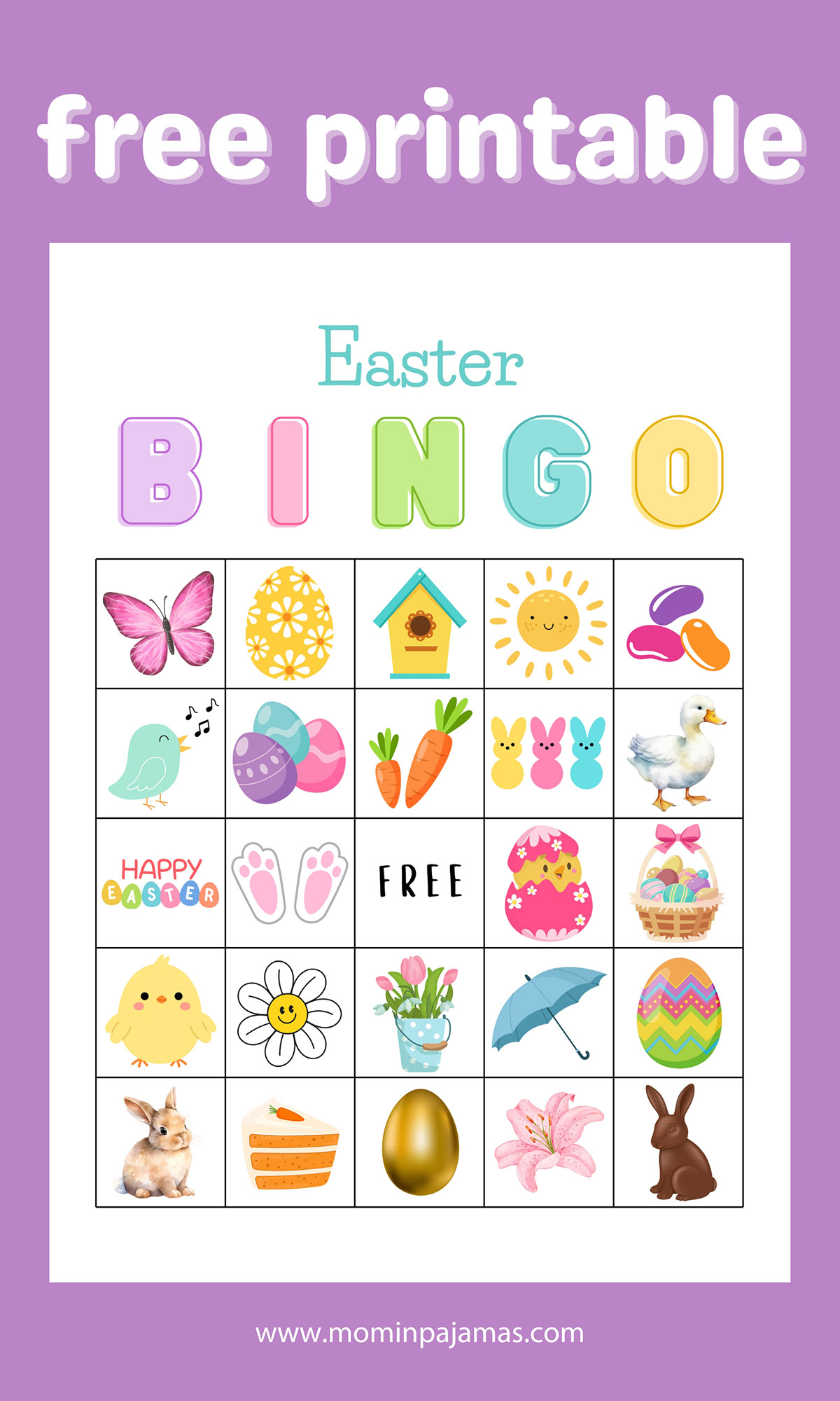 free printable easter bingo cards