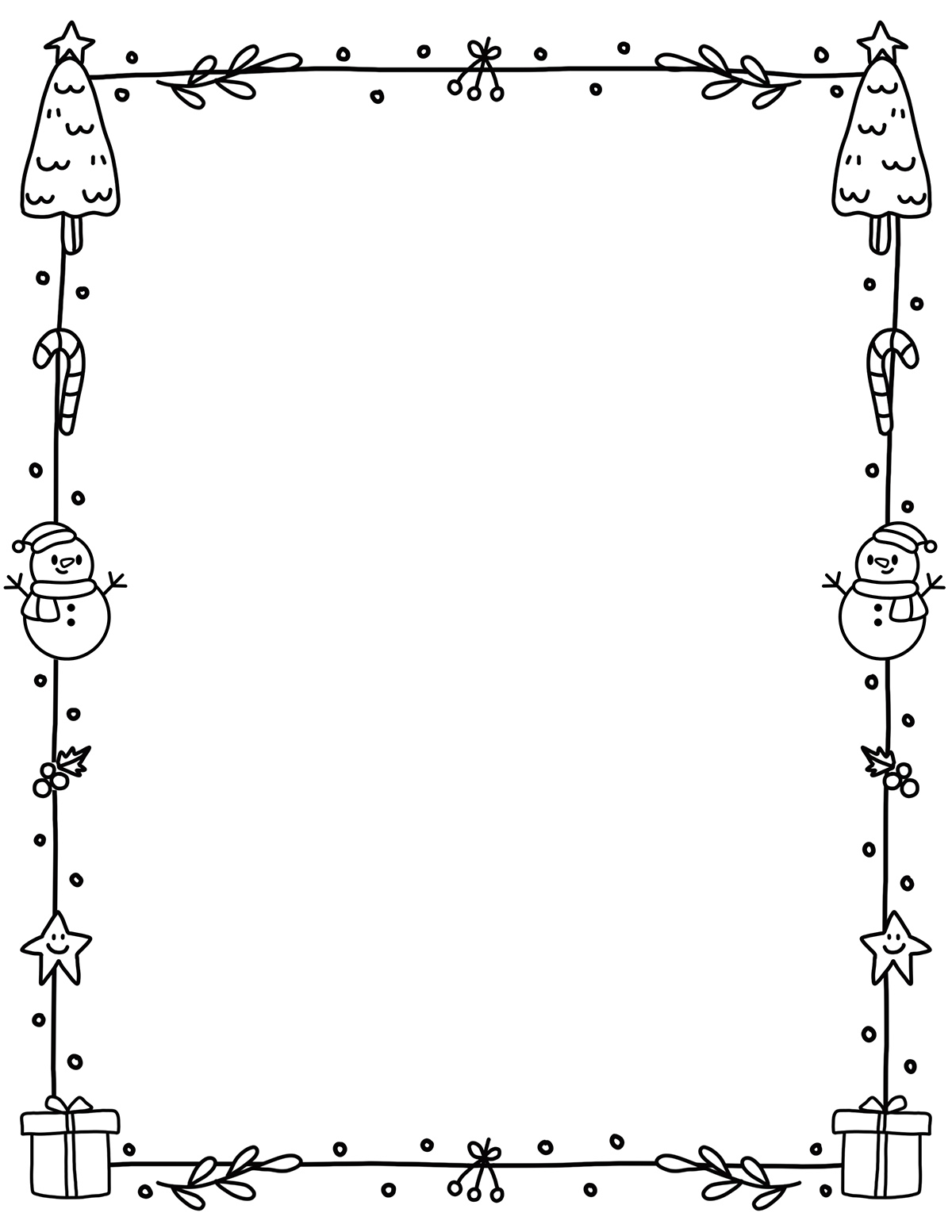 free printable black and white christmas border paper