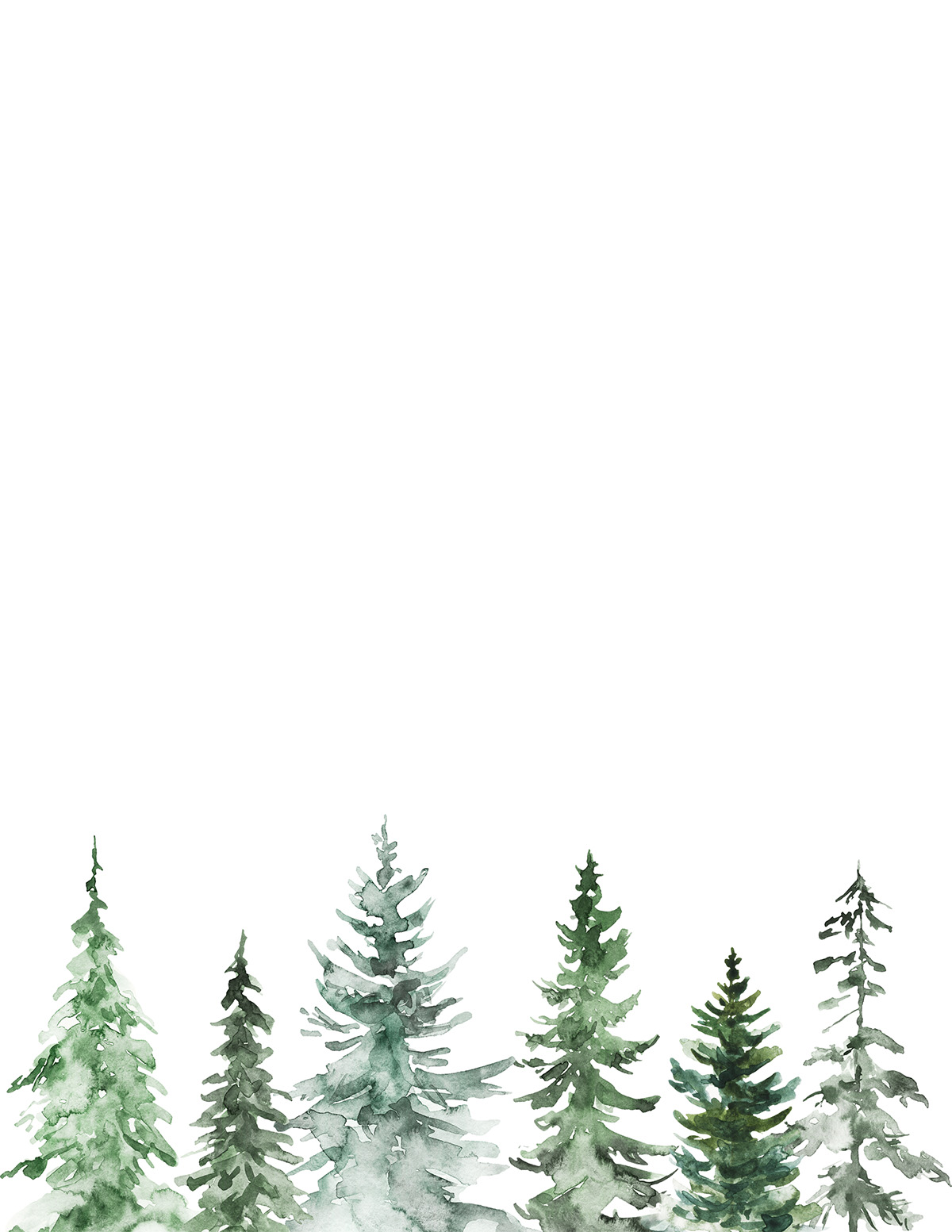 free printable pine trees border paper