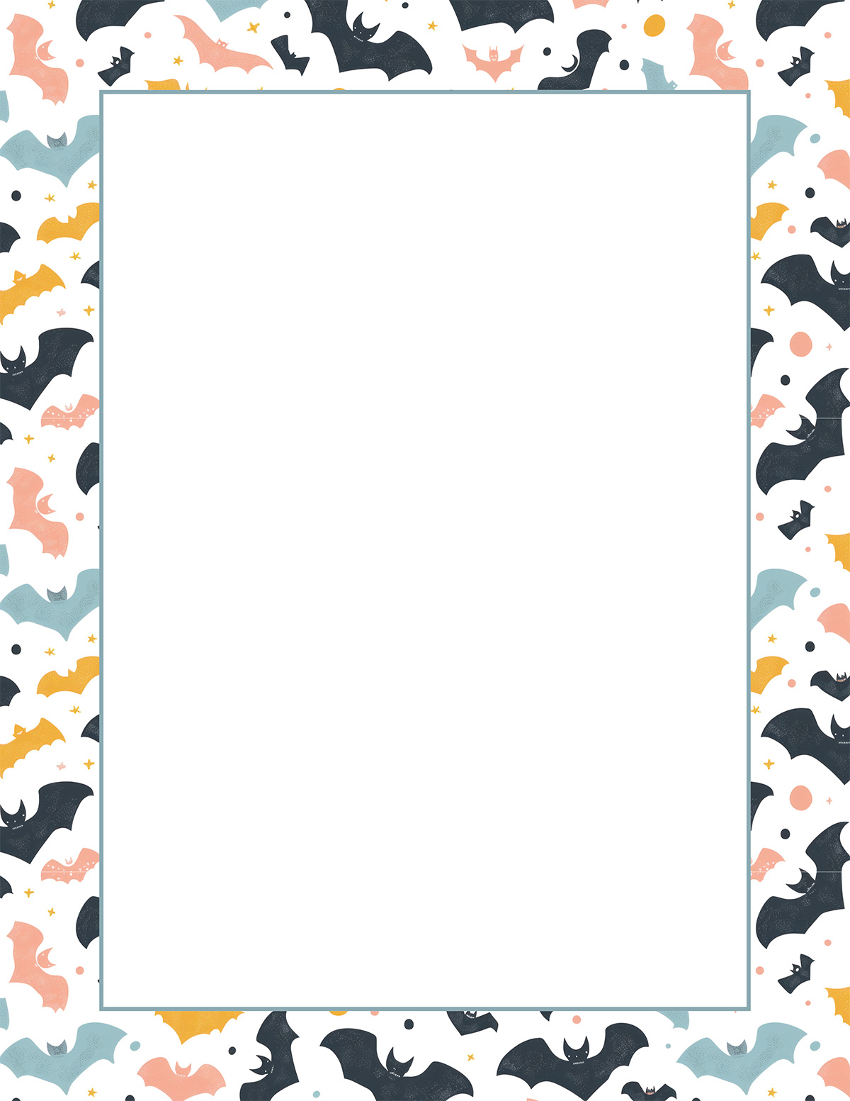colorful bats halloween border paper free printable