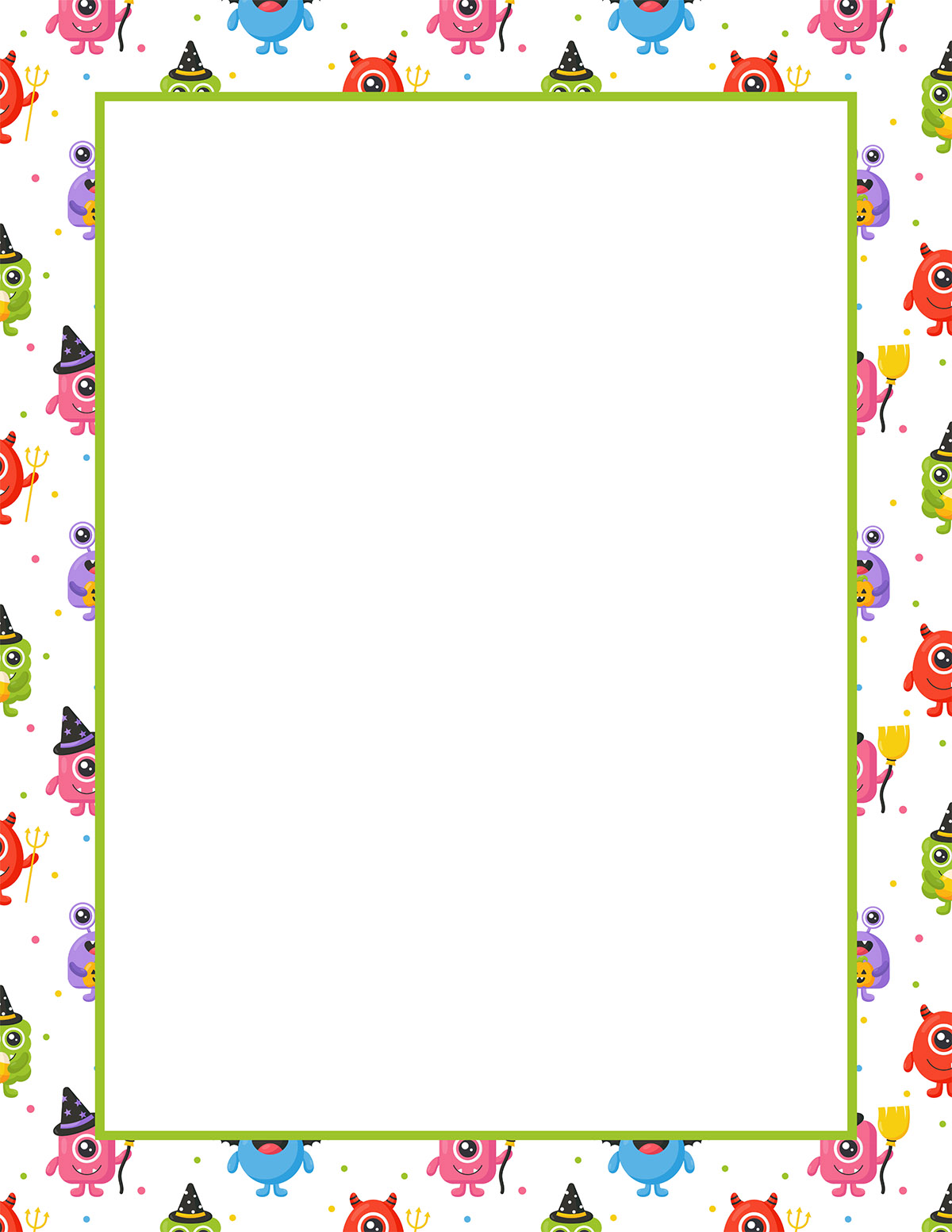 cute monster halloween border paper free printable
