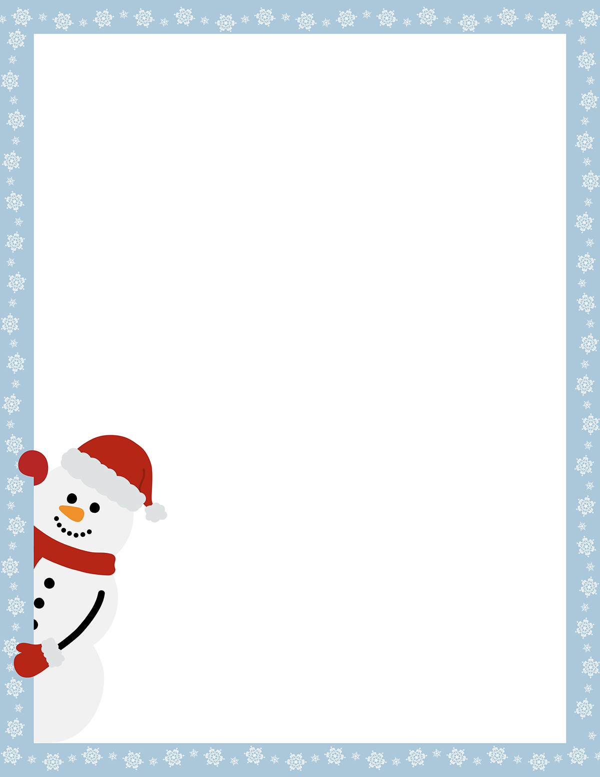 free printable christmas snowman border paper
