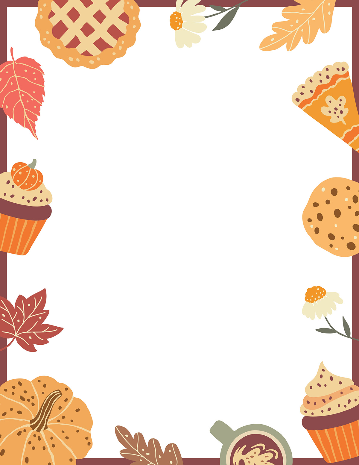 free printable thanksgiving borders - 20 border pages - mom in pajamas